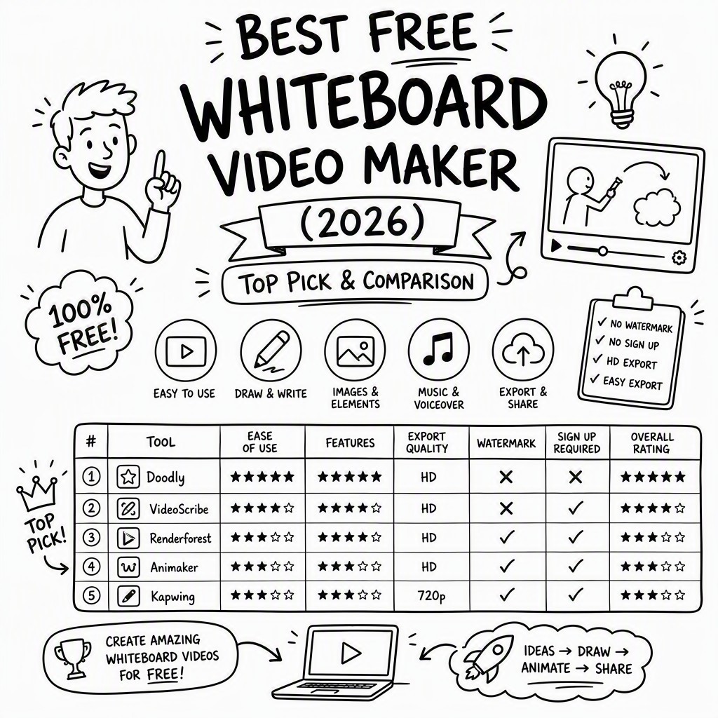 Whiteboard video maker AI creation process showing automatic script and animation generation on whiteboard-video.com