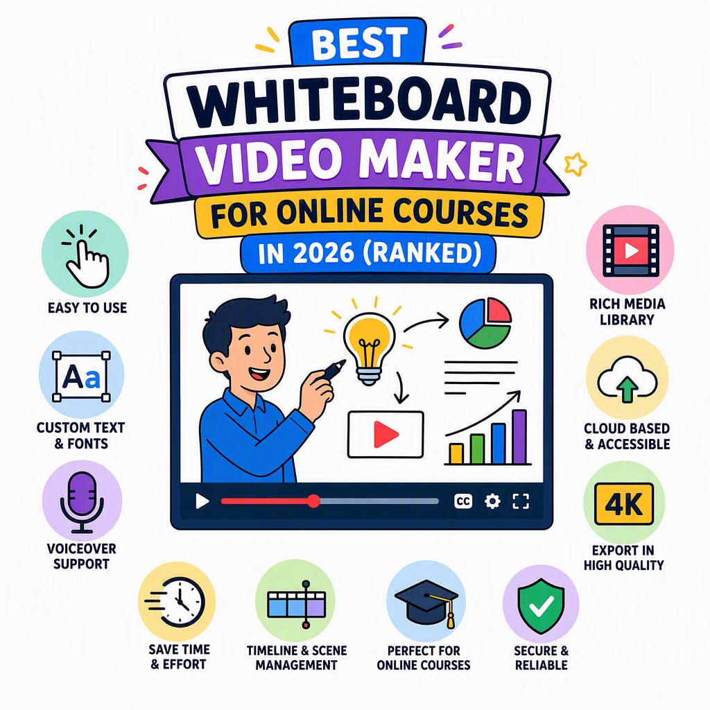 Whiteboard Video Maker for online courses — AI-generated whiteboard video lesson showing course module creation workflow