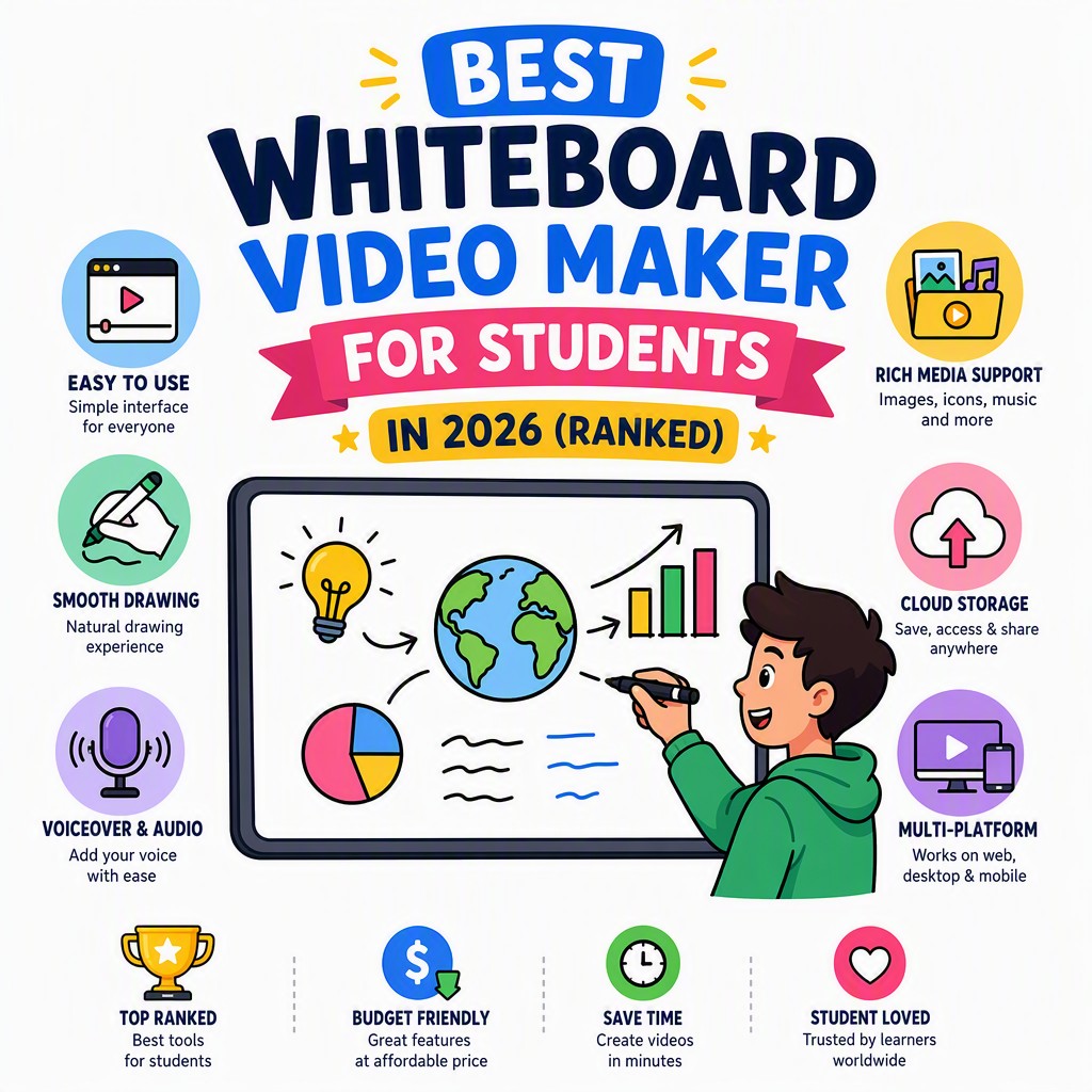 Whiteboard video maker for students showing AI-generated hand-drawn animation from student notes and PDF