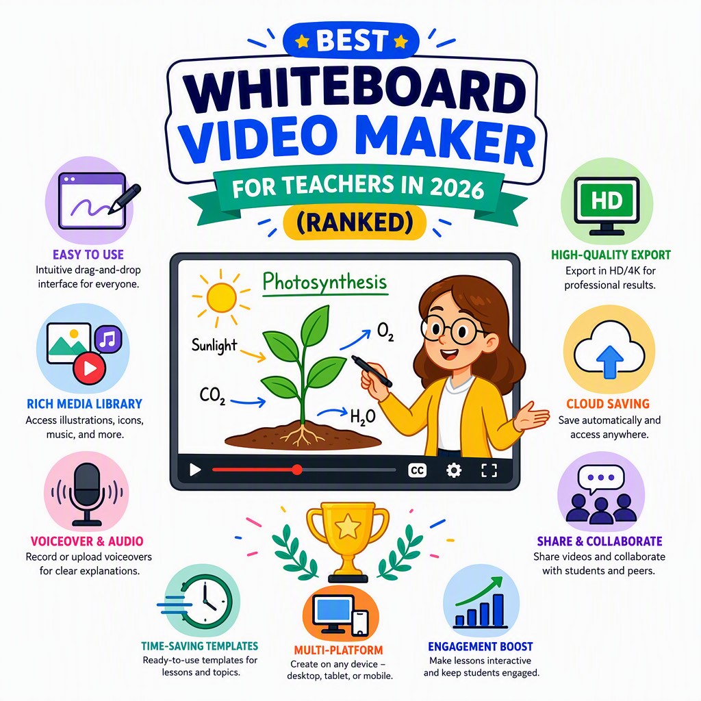 Whiteboard video maker for teachers showing AI-generated lesson video from PDF notes