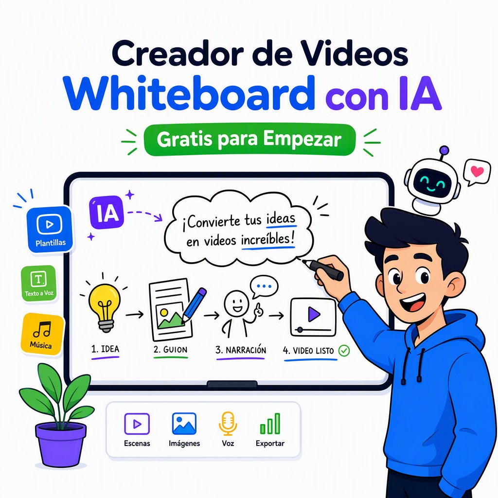 Creador de videos whiteboard con inteligencia artificial — interfaz de Whiteboard Video Maker