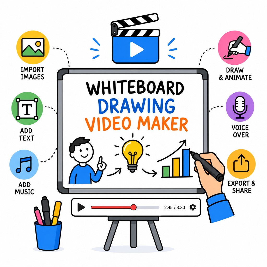Example of whiteboard drawing video maker producing animated explainer content with hand-drawn illustrations